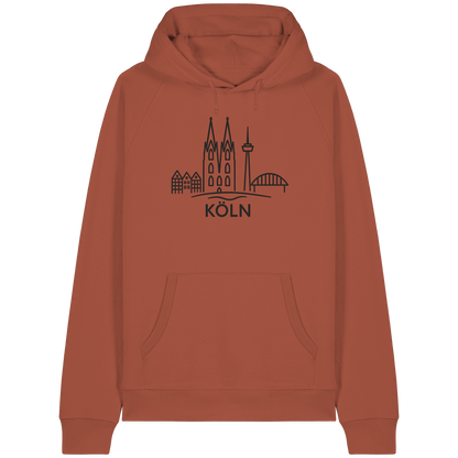Köln Skyline (großer Druck auf der Brust) - Organic Raglan Hoodie