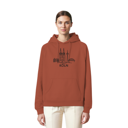 Köln Skyline (großer Druck auf der Brust) - Organic Raglan Hoodie