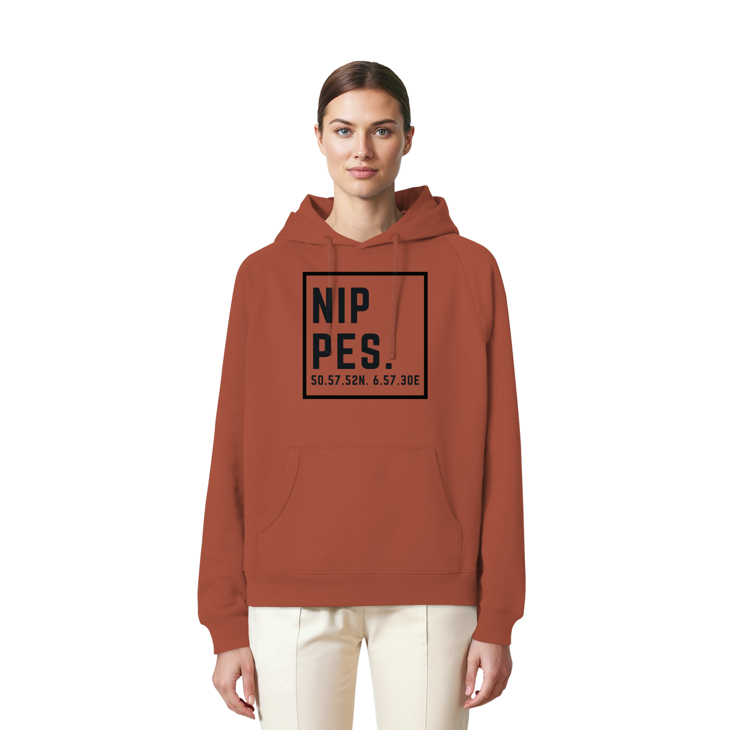 Nippes Koordinaten (großer Druck auf der Brust) - Organic Raglan Hoodie