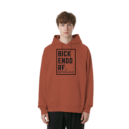 Bickendorf Koordinaten (großer Druck auf der Brust) - Organic Raglan Hoodie