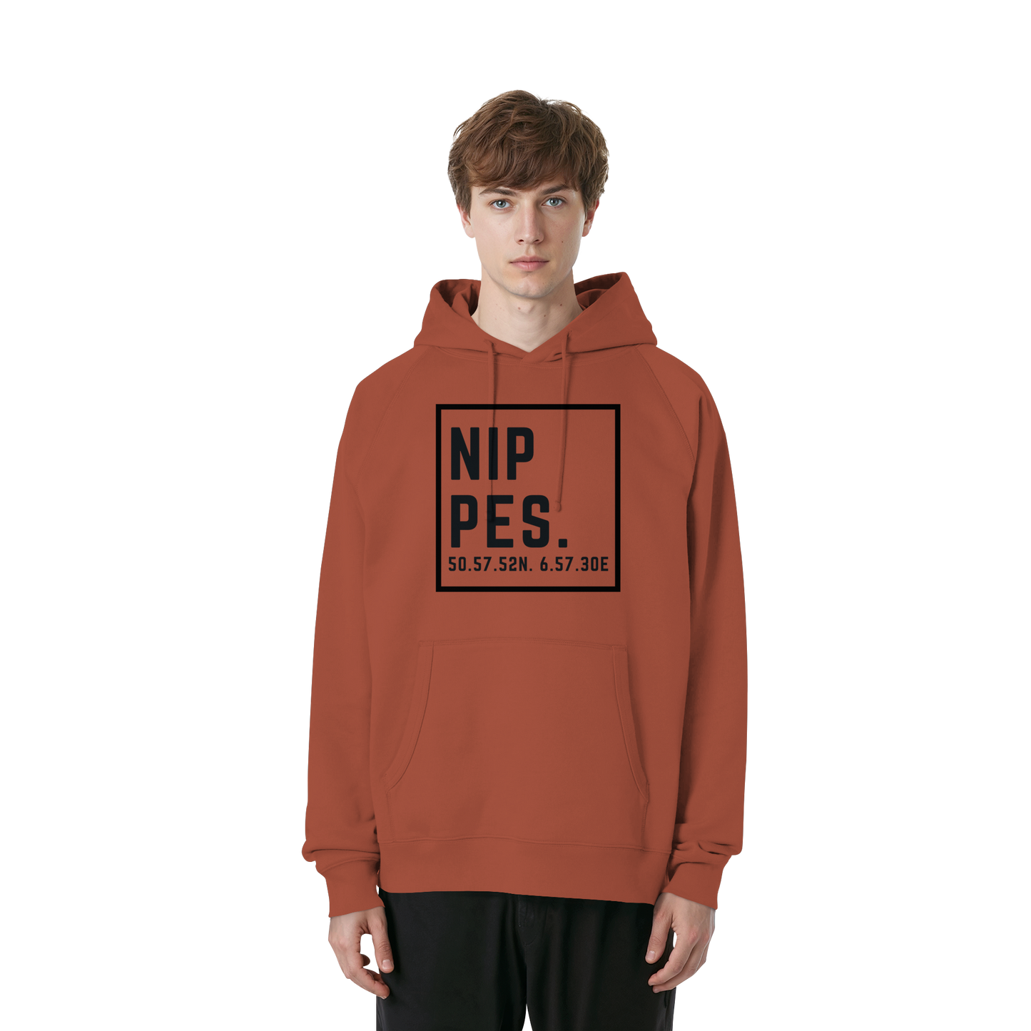 Nippes Koordinaten (großer Druck auf der Brust) - Organic Raglan Hoodie