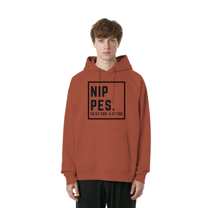 Nippes Koordinaten (großer Druck auf der Brust) - Organic Raglan Hoodie