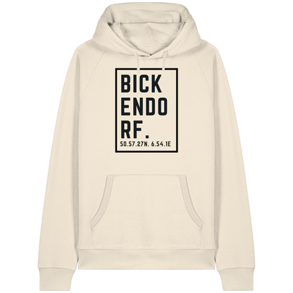 Bickendorf Koordinaten (großer Druck auf der Brust) - Organic Raglan Hoodie