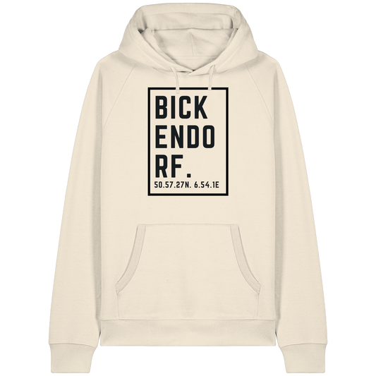 Bickendorf Koordinaten (großer Druck auf der Brust) - Organic Raglan Hoodie
