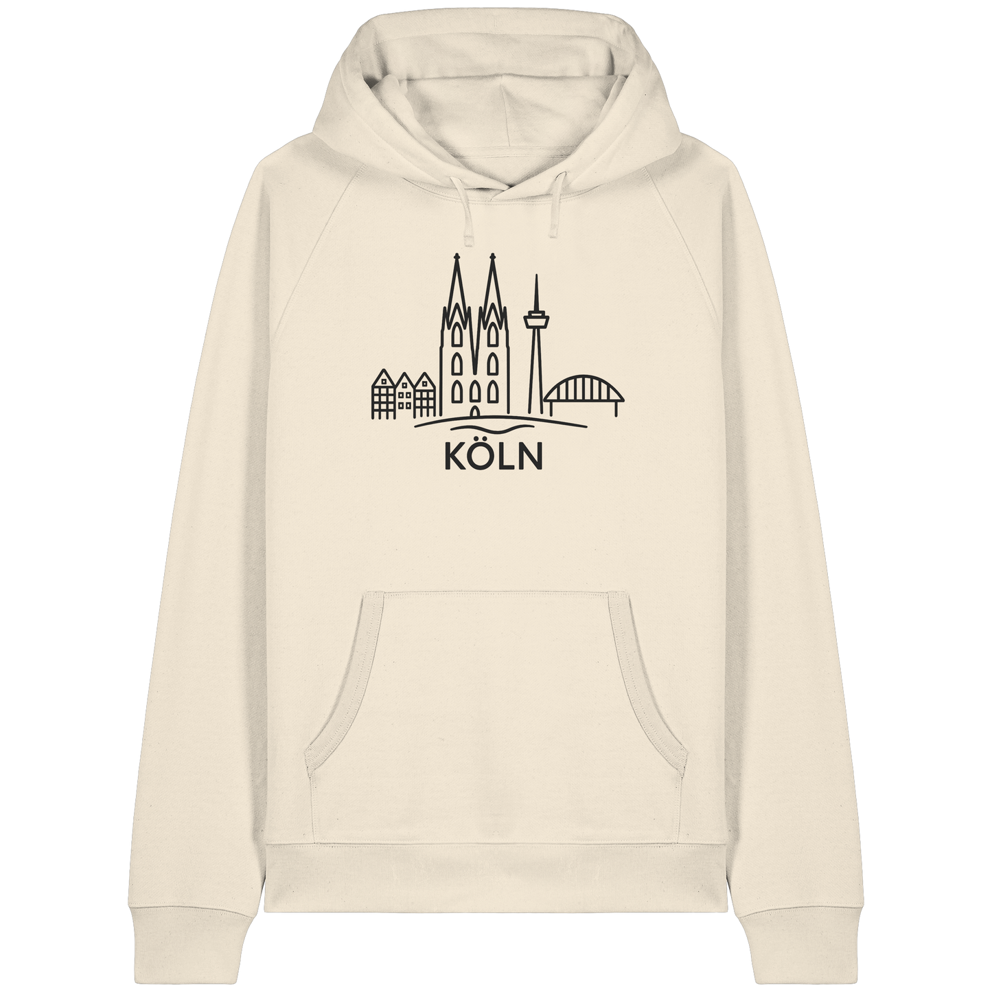 Köln Skyline (großer Druck auf der Brust) - Organic Raglan Hoodie