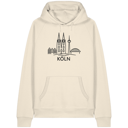 Köln Skyline (großer Druck auf der Brust) - Organic Raglan Hoodie