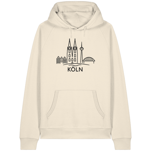 Köln Skyline (großer Druck auf der Brust) - Organic Raglan Hoodie