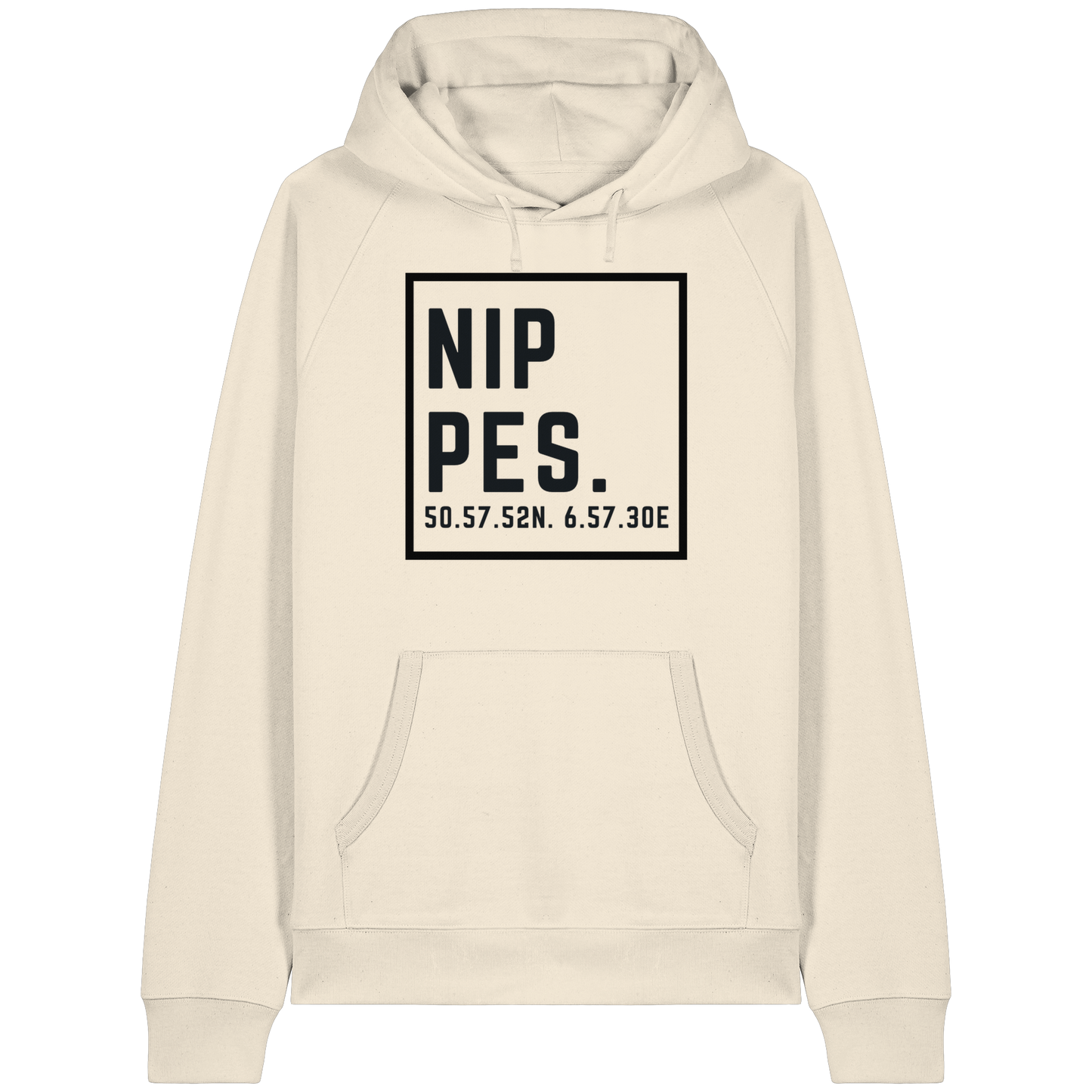 Nippes Koordinaten (großer Druck auf der Brust) - Organic Raglan Hoodie