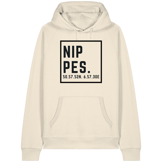 Nippes Koordinaten (großer Druck auf der Brust) - Organic Raglan Hoodie