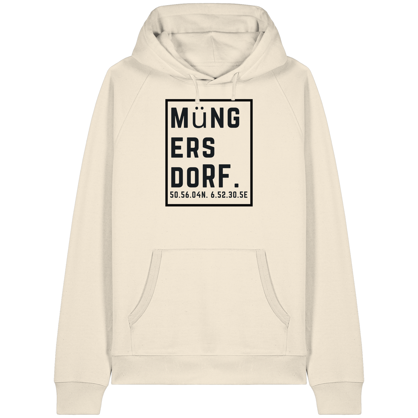 Müngersdorf Koordinaten (großer Druck auf der Brust) - Organic Raglan Hoodie