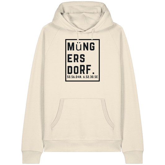 Müngersdorf Koordinaten (großer Druck auf der Brust) - Organic Raglan Hoodie