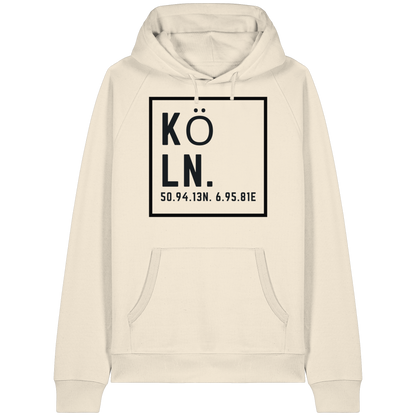 Köln Koordinaten (großer Druck auf der Brust) - Organic Raglan Hoodie