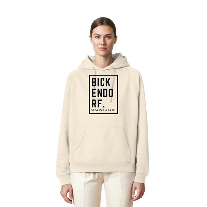 Bickendorf Koordinaten (großer Druck auf der Brust) - Organic Raglan Hoodie