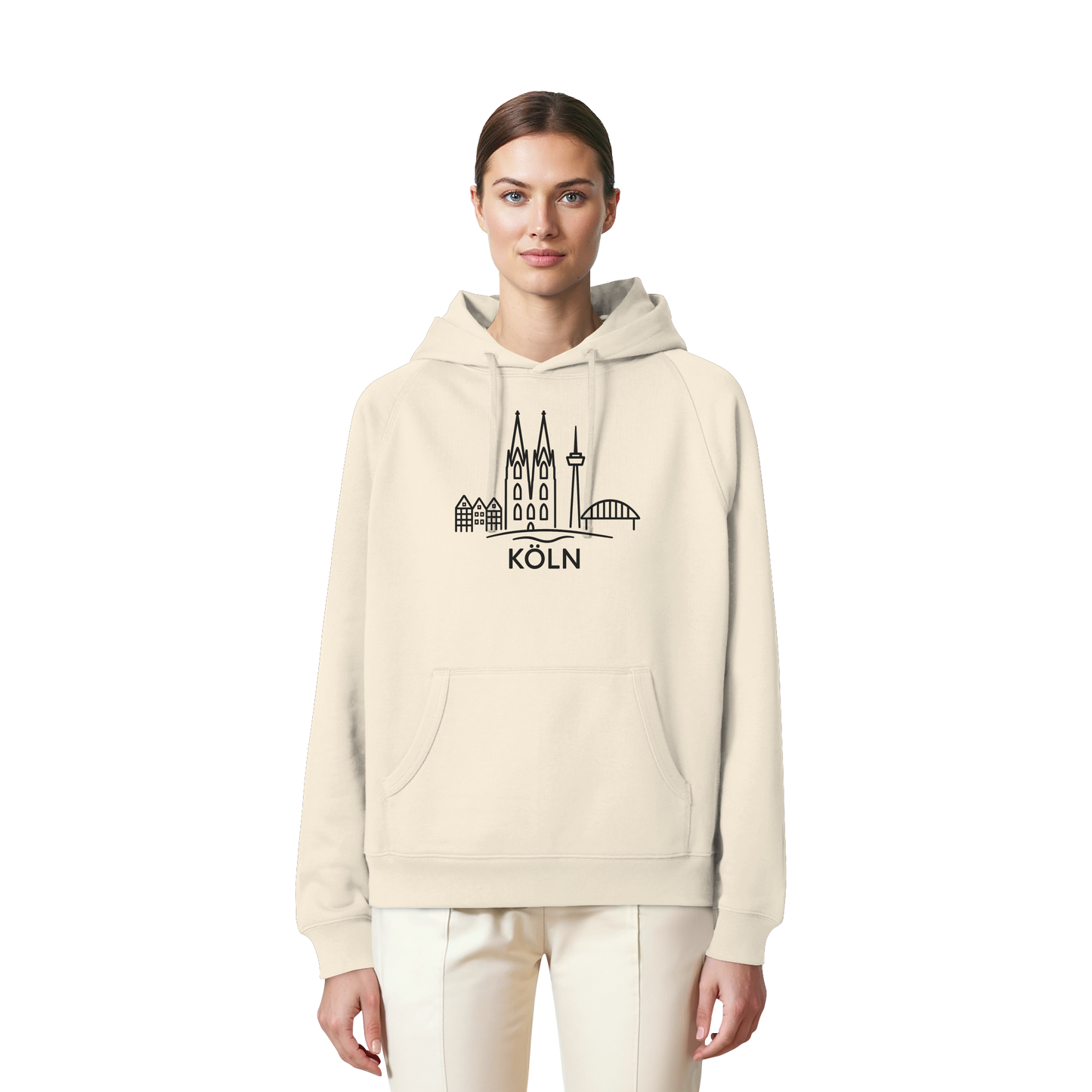 Köln Skyline (großer Druck auf der Brust) - Organic Raglan Hoodie