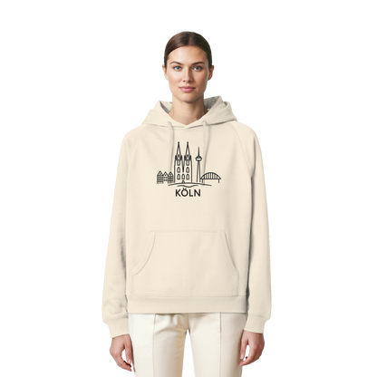 Köln Skyline (großer Druck auf der Brust) - Organic Raglan Hoodie