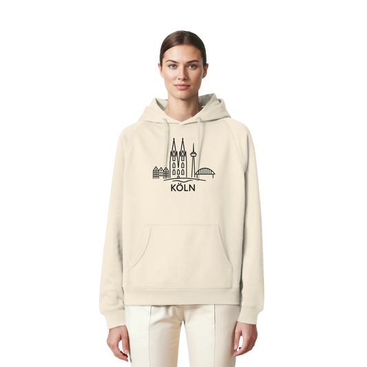 Köln Skyline (großer Druck auf der Brust) - Organic Raglan Hoodie