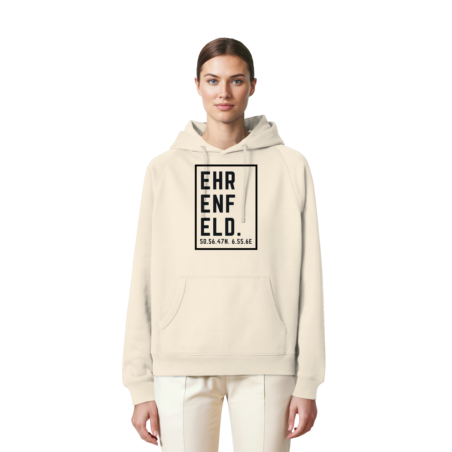 Ehrenfeld Koordinaten (großer Druck auf der Brust) - Organic Raglan Hoodie