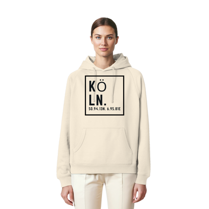 Köln Koordinaten (großer Druck auf der Brust) - Organic Raglan Hoodie