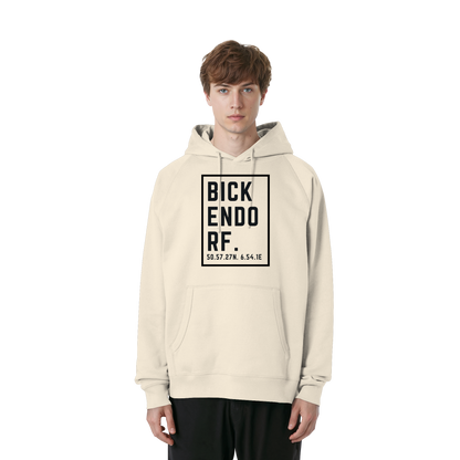 Bickendorf Koordinaten (großer Druck auf der Brust) - Organic Raglan Hoodie