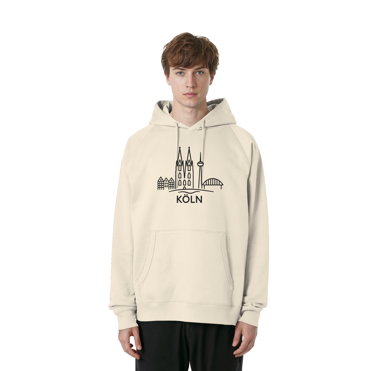 Köln Skyline (großer Druck auf der Brust) - Organic Raglan Hoodie