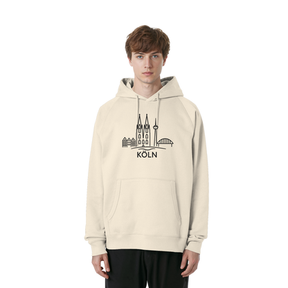 Köln Skyline (großer Druck auf der Brust) - Organic Raglan Hoodie