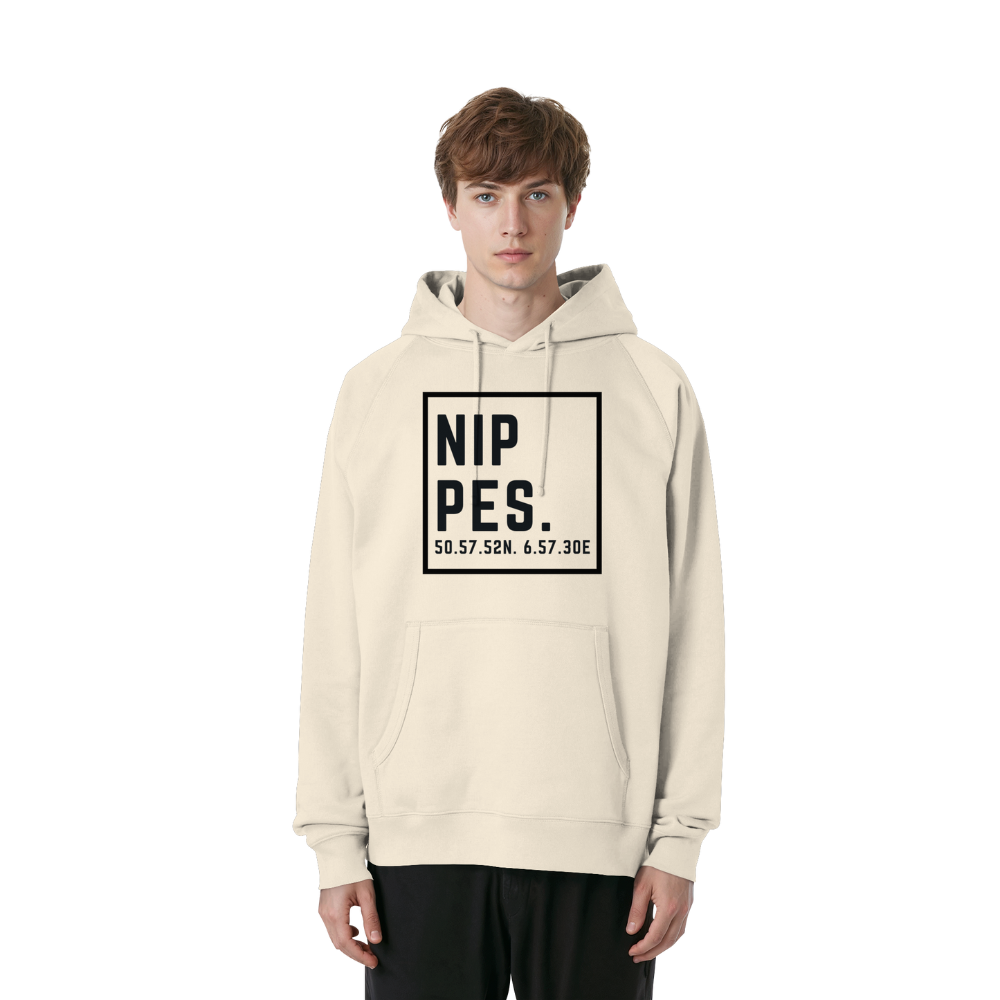 Nippes Koordinaten (großer Druck auf der Brust) - Organic Raglan Hoodie