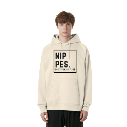 Nippes Koordinaten (großer Druck auf der Brust) - Organic Raglan Hoodie