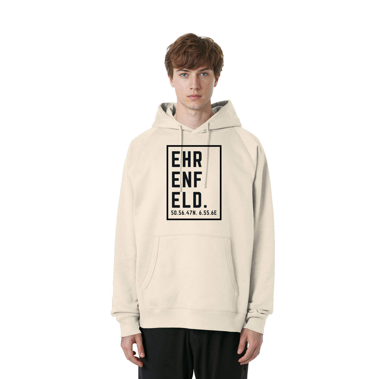 Ehrenfeld Koordinaten (großer Druck auf der Brust) - Organic Raglan Hoodie