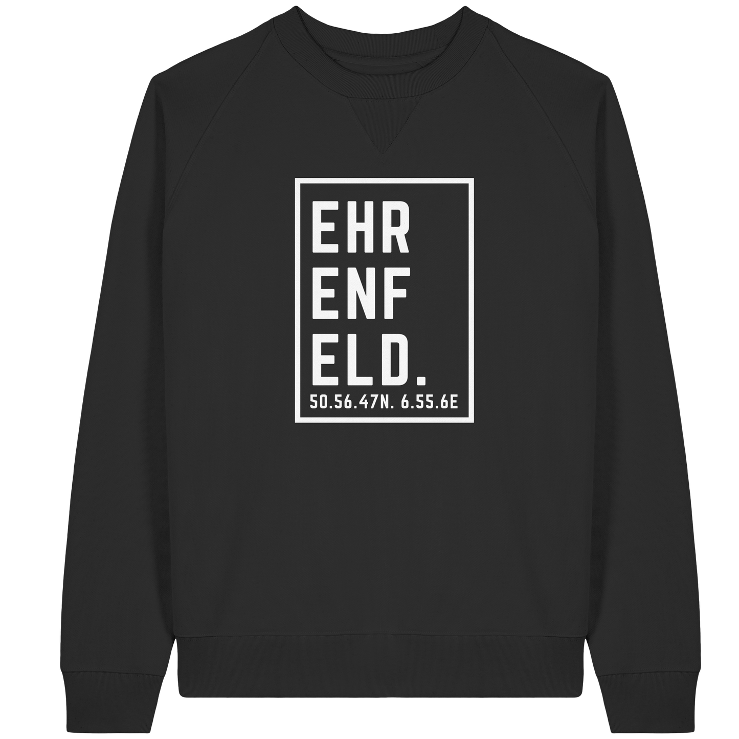 Ehrenfeld Koordinaten (großer Druck auf der Brust) - Organic Raglan Sweatshirt