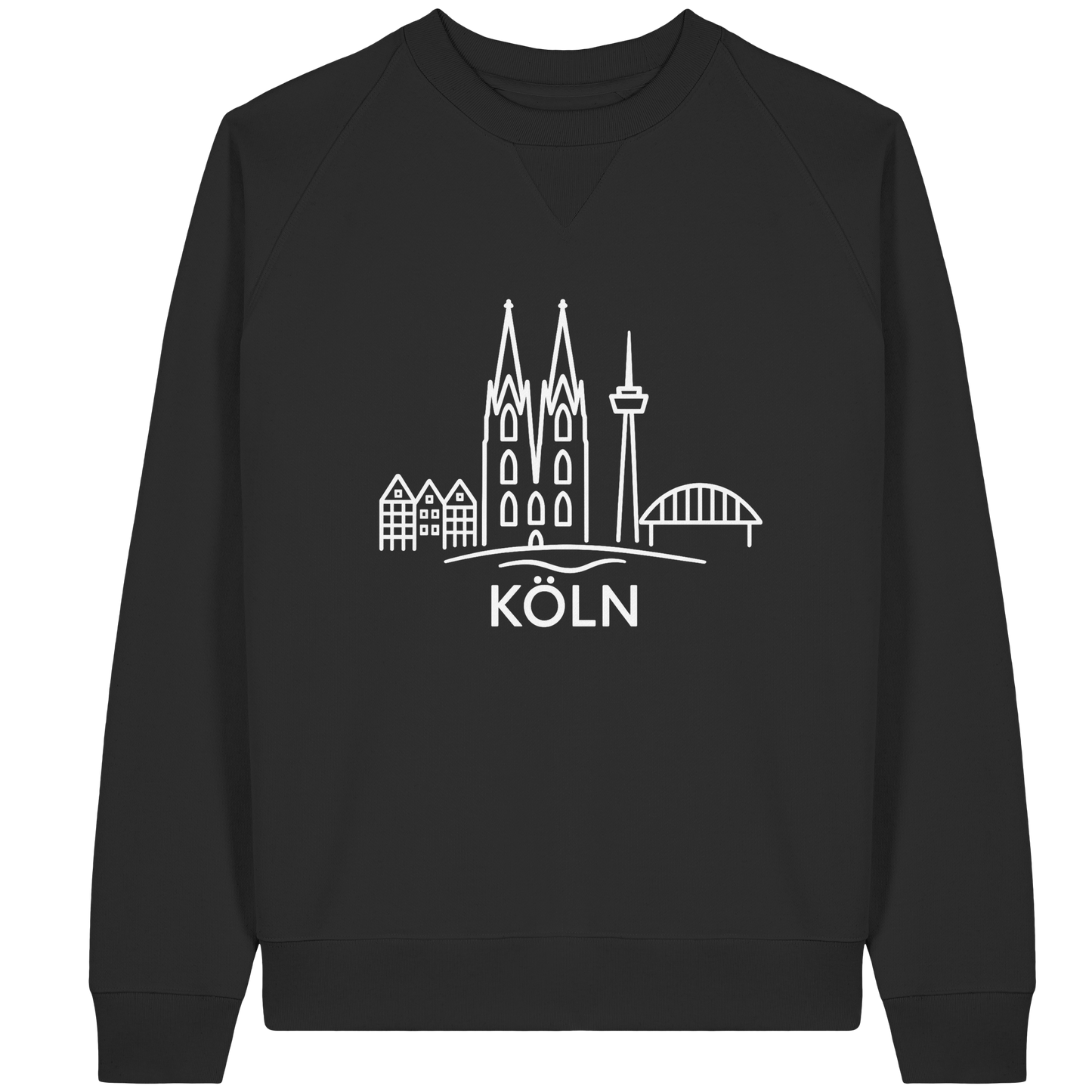 Köln Skyline (großer Druck auf der Brust) - Organic Raglan Sweatshirt