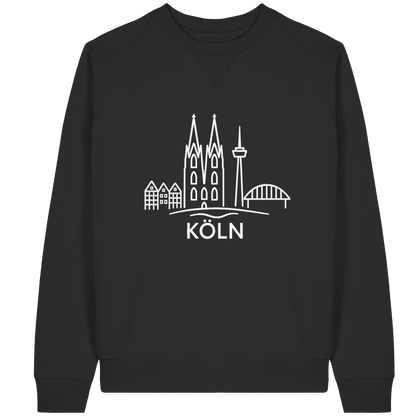 Köln Skyline (großer Druck auf der Brust) - Organic Raglan Sweatshirt