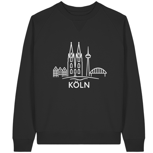 Köln Skyline (großer Druck auf der Brust) - Organic Raglan Sweatshirt