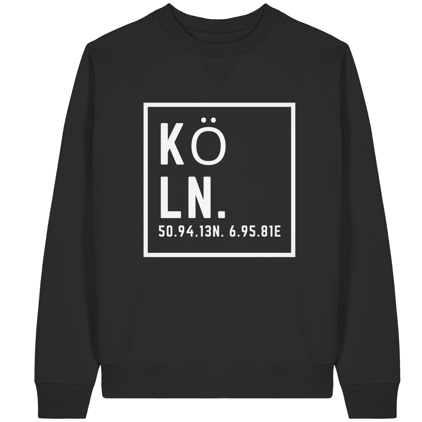 Köln Koordinaten (großer Druck auf der Brust) - Organic Raglan Sweatshirt