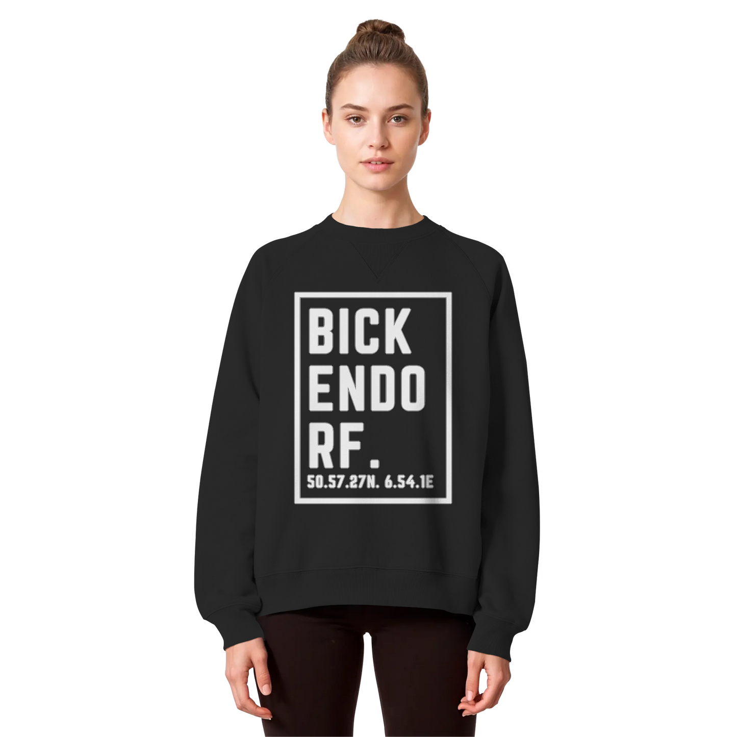 Bickendorf Koordinaten (großer Druck auf der Brust) - Organic Raglan Sweatshirt