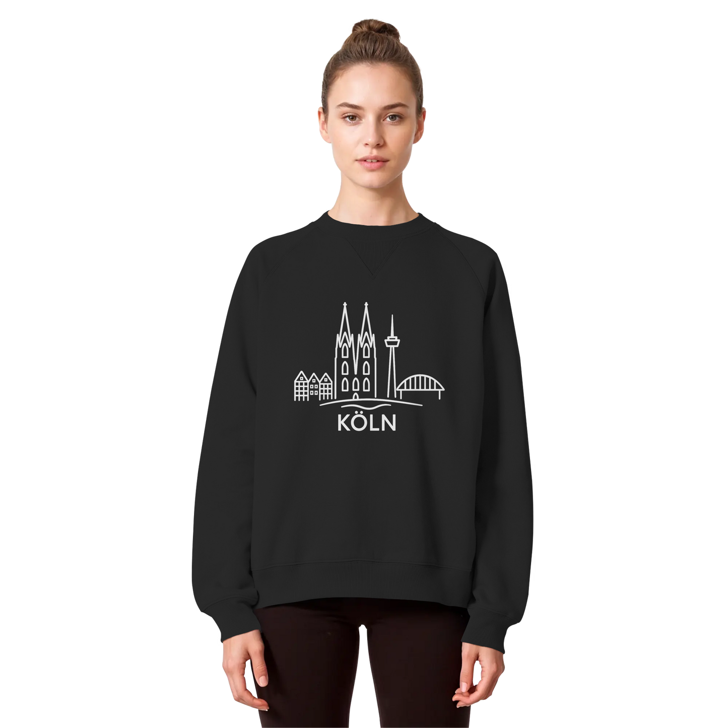 Köln Skyline (großer Druck auf der Brust) - Organic Raglan Sweatshirt