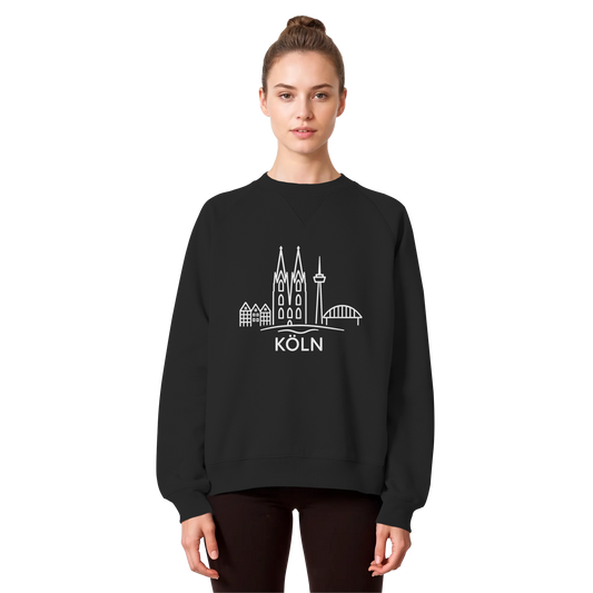Köln Skyline (großer Druck auf der Brust) - Organic Raglan Sweatshirt