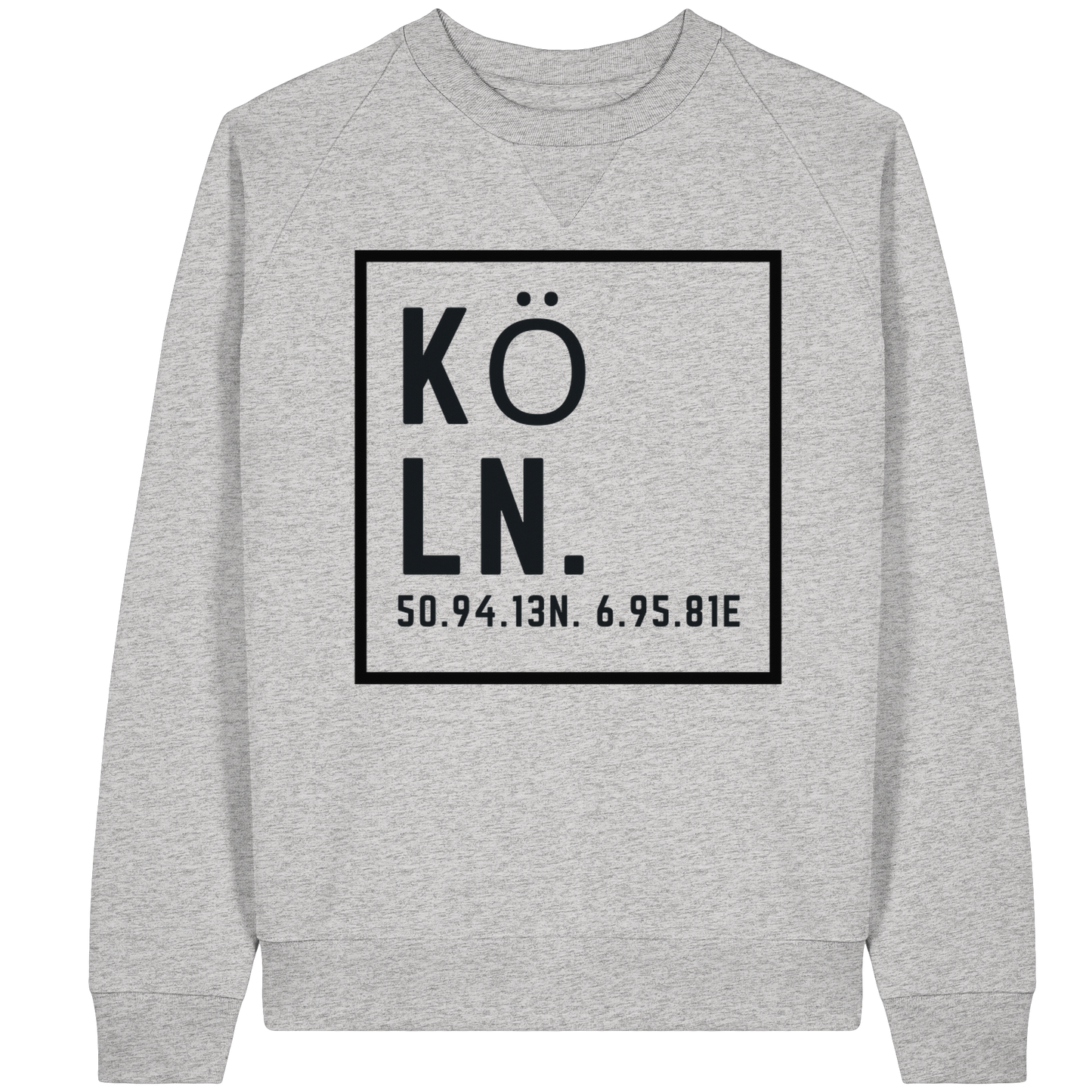 Köln Koordinaten (großer Druck auf der Brust) - Organic Raglan Sweatshirt