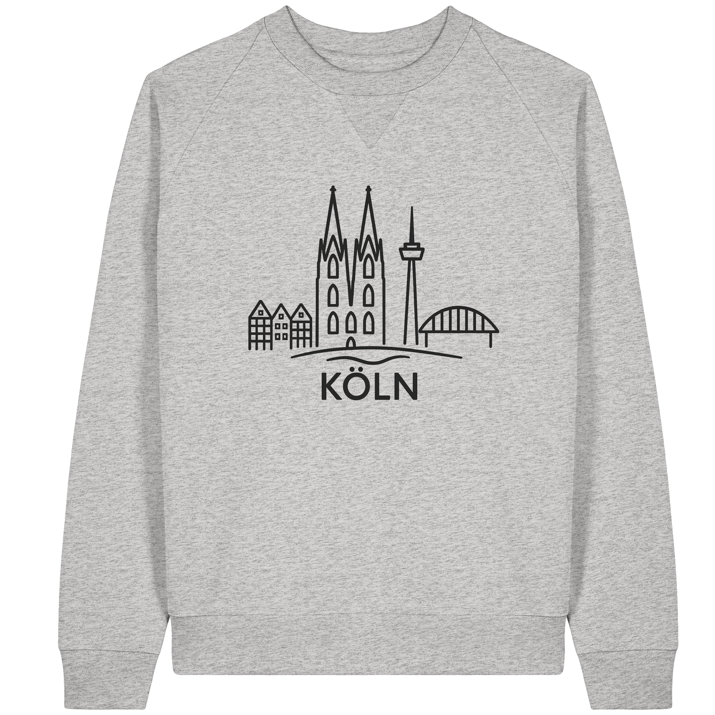 Köln Skyline (großer Druck auf der Brust) - Organic Raglan Sweatshirt
