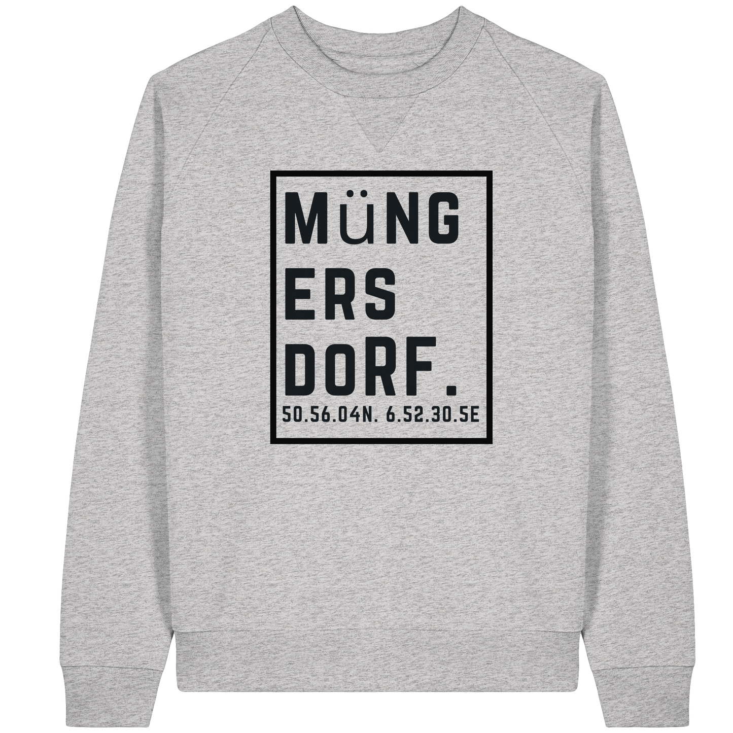Müngersdorf Koordinaten (großer Druck auf der Brust) - Organic Raglan Sweatshirt