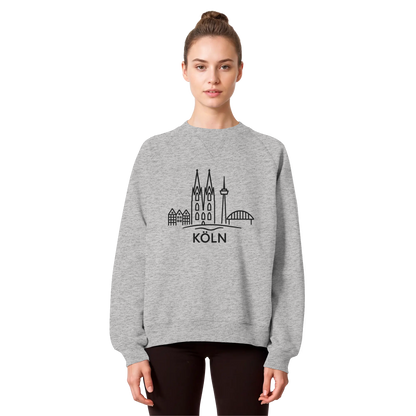 Köln Skyline (großer Druck auf der Brust) - Organic Raglan Sweatshirt