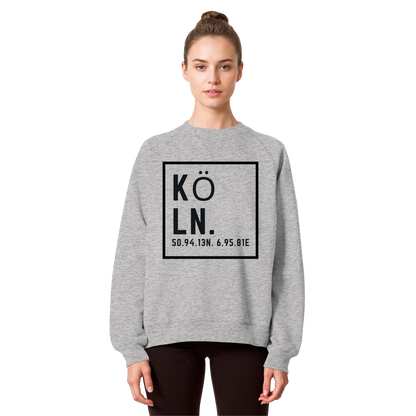 Köln Koordinaten (großer Druck auf der Brust) - Organic Raglan Sweatshirt