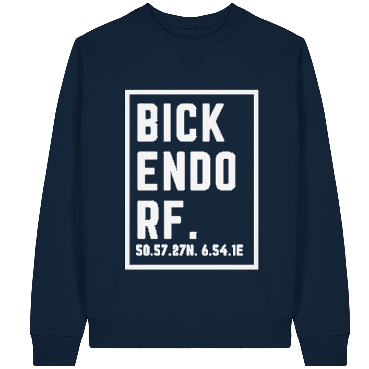 Bickendorf Koordinaten (großer Druck auf der Brust) - Organic Raglan Sweatshirt
