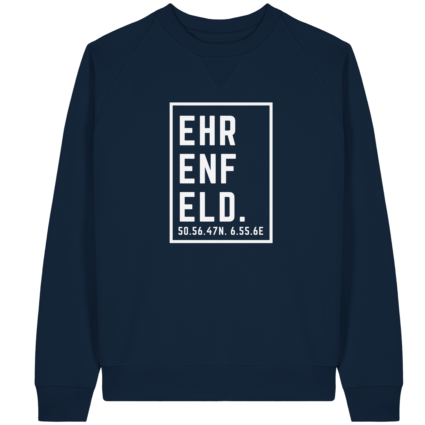 Ehrenfeld Koordinaten (großer Druck auf der Brust) - Organic Raglan Sweatshirt