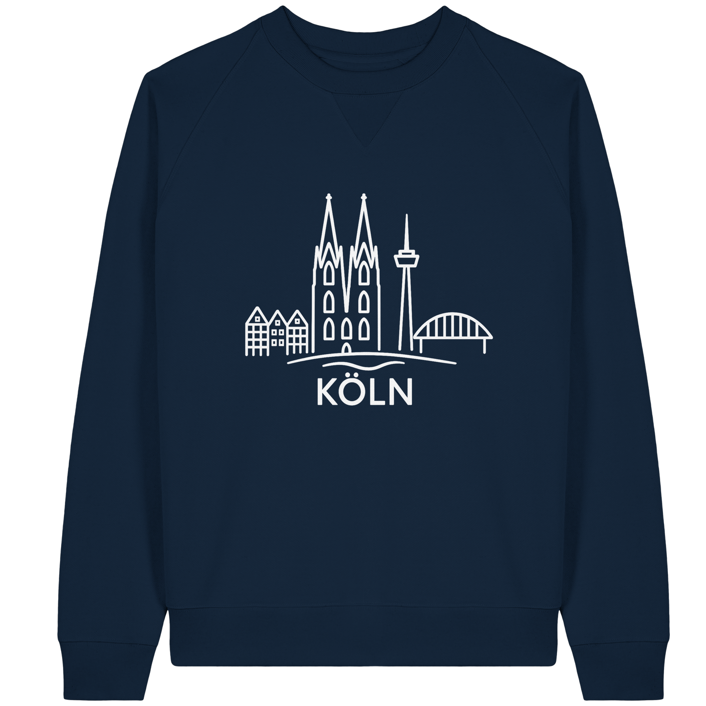 Köln Skyline (großer Druck auf der Brust) - Organic Raglan Sweatshirt
