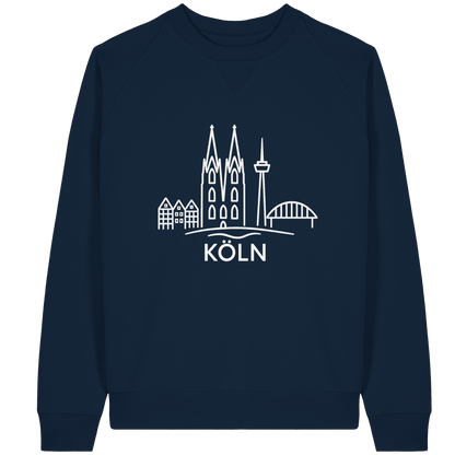 Köln Skyline (großer Druck auf der Brust) - Organic Raglan Sweatshirt