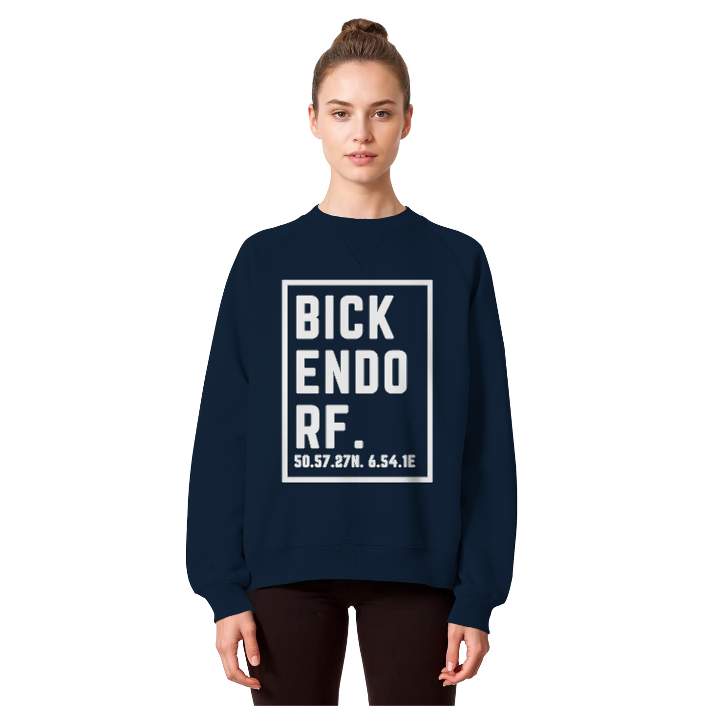 Bickendorf Koordinaten (großer Druck auf der Brust) - Organic Raglan Sweatshirt