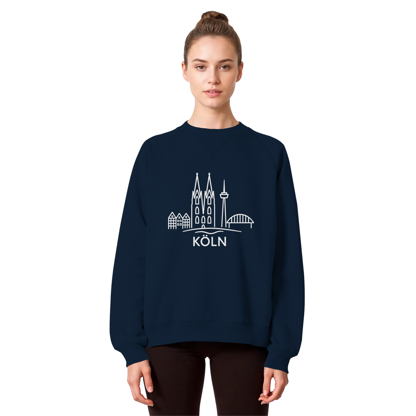 Köln Skyline (großer Druck auf der Brust) - Organic Raglan Sweatshirt