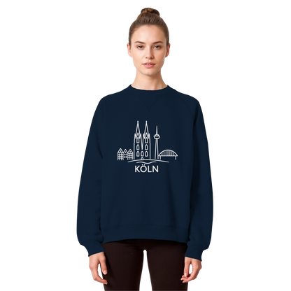 Köln Skyline (großer Druck auf der Brust) - Organic Raglan Sweatshirt