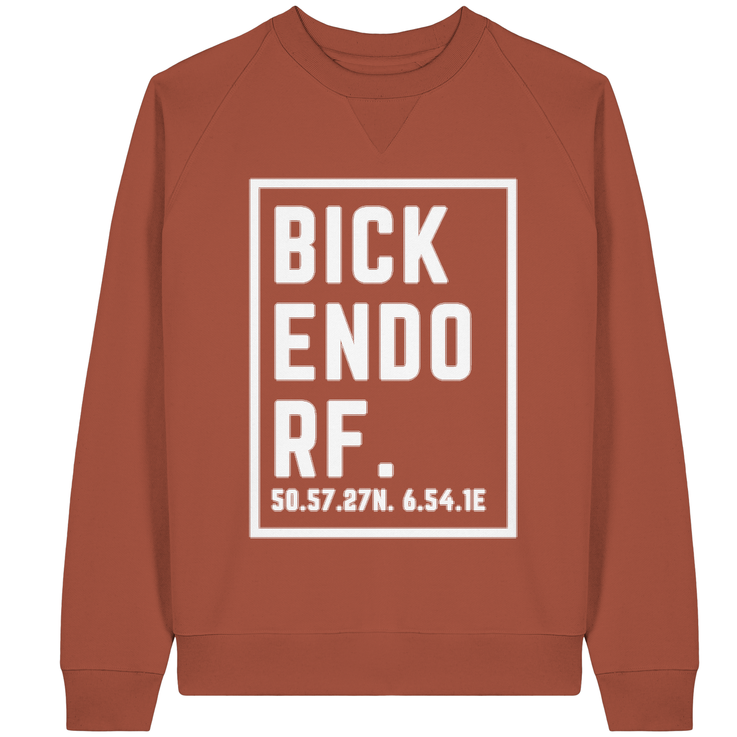 Bickendorf Koordinaten (großer Druck auf der Brust) - Organic Raglan Sweatshirt