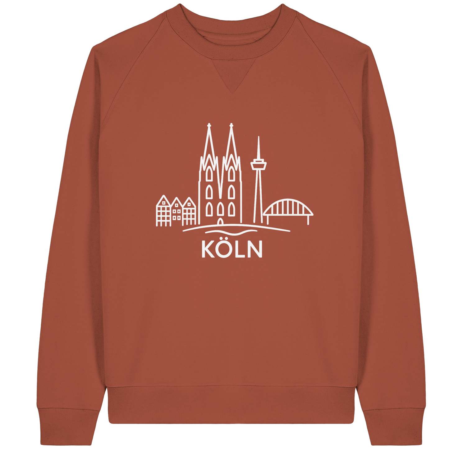 Köln Skyline (großer Druck auf der Brust) - Organic Raglan Sweatshirt